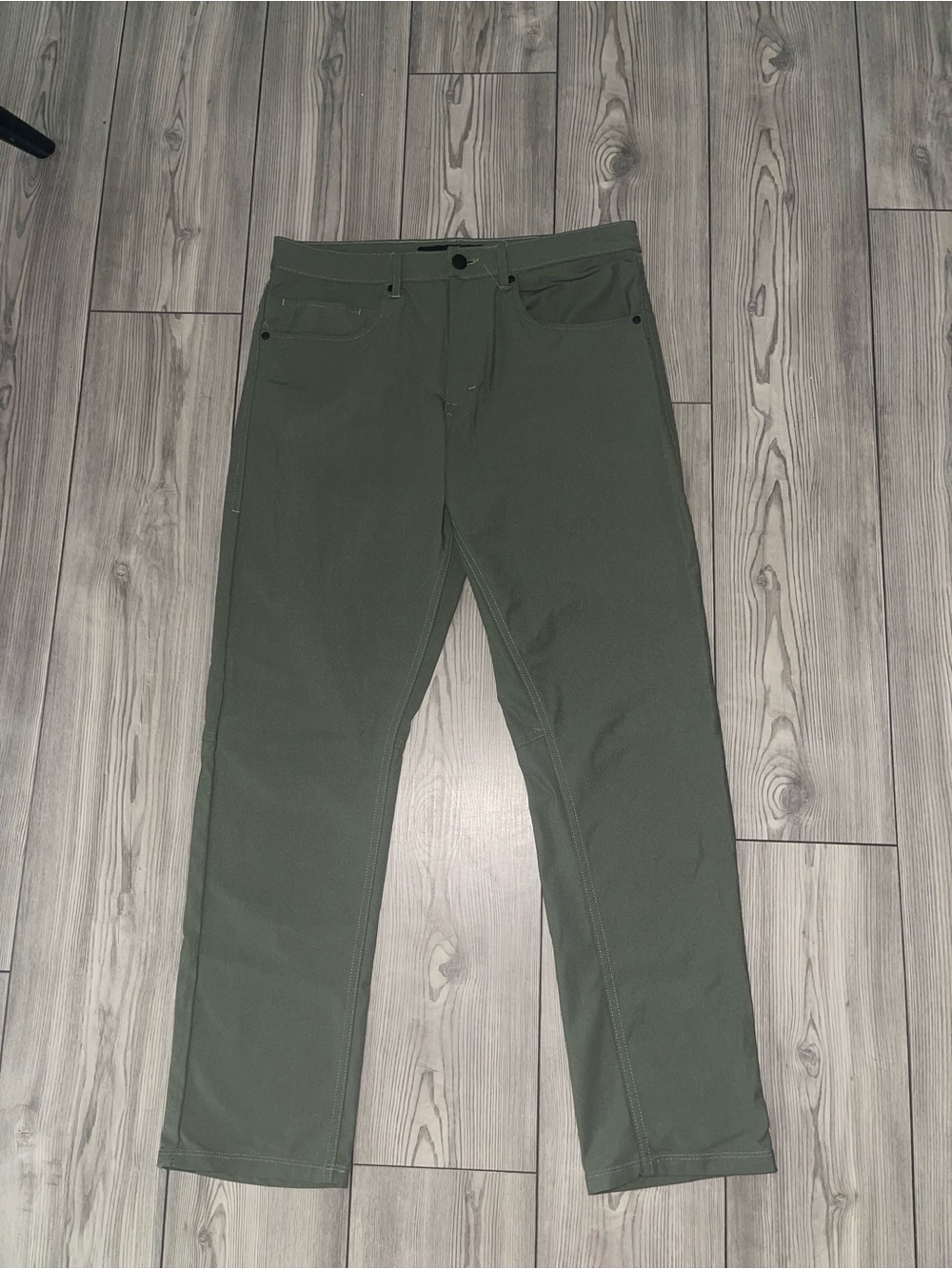 Men's Olive Green Straight-Leg Pants